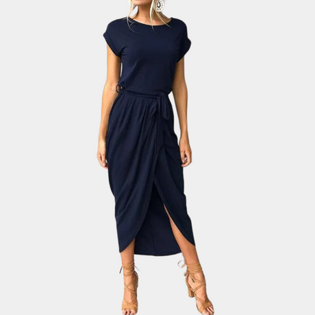 Draped Midi Dress  Olive Green Wrap Design - Product detail 8