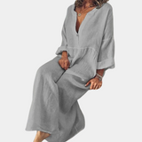 Cotton Maxi Dress  V-Neck Loose Fit Design - Product detail 10