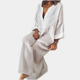 Cotton Maxi Dress  V-Neck Loose Fit Design - Product detail 4