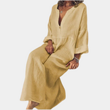 Cotton Maxi Dress  V-Neck Loose Fit Design - Product detail 8