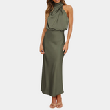 Elegant Halter Neck Dress  Flowing Draped Design - Product detail 8