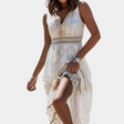 Bohemian Lace Maxi Dress  V-Neck Embroidered Summer Design - Product detail 4