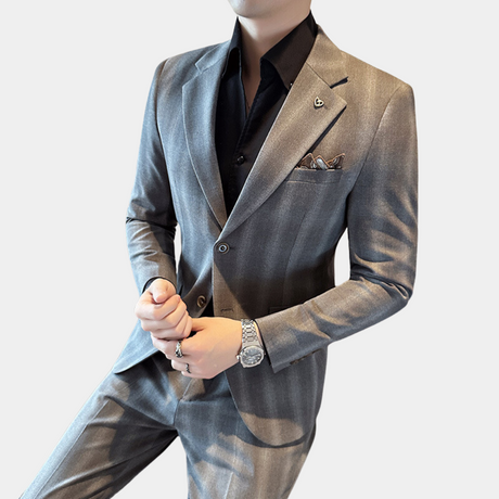 Modern Mens Suit Set  Plaid Grey Business Attire - Product detail 8