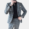 Modern Mens Suit Set  Plaid Grey Business Attire - Product detail 7
