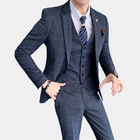 Classic Plaid Three Piece Suit  Business Professional Slim Fit - Product detail 4