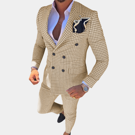 Modern Checkered Suit  Double-Breasted Italian Design - Product detail 11