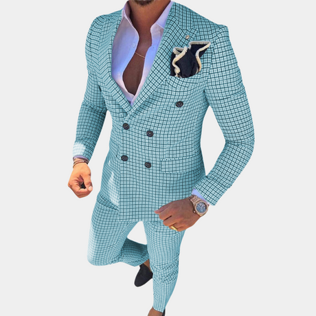 Modern Checkered Suit  Double-Breasted Italian Design - Product detail 10