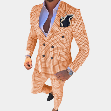 Modern Checkered Suit  Double-Breasted Italian Design - Product detail 9