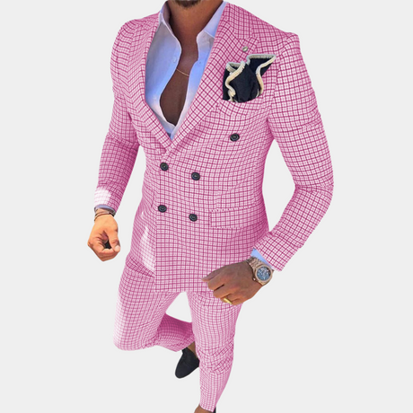 Modern Checkered Suit  Double-Breasted Italian Design - Product detail 8