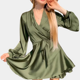 Satin Wrap Dress  Flowing A-Line Silhouette - Product detail 10