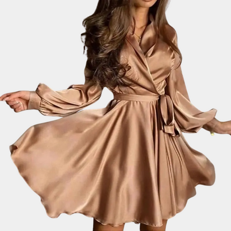 Satin Wrap Dress  Flowing A-Line Silhouette - Product detail 7