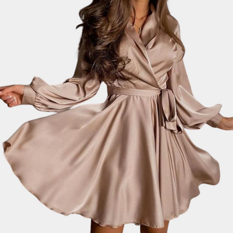 Satin Wrap Dress  Flowing A-Line Silhouette - Product showcase