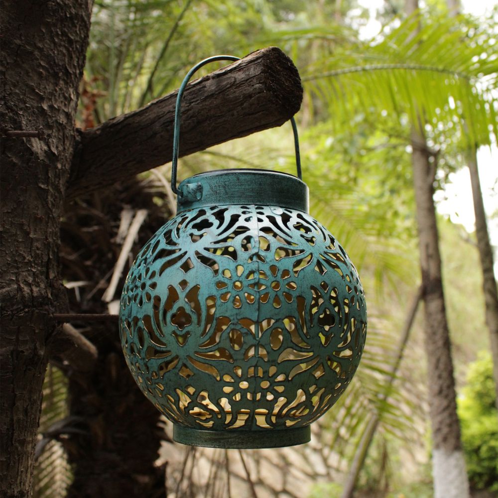 Solar Garden Lantern  Floral Pattern LED Light - Detailed view