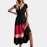 Casual Maxi Dress  Navy Color Block V-Neck Design - Product detail 5