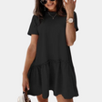 Cotton Mini Dress  Ruffle Hem Short Sleeve Design - Product detail 7