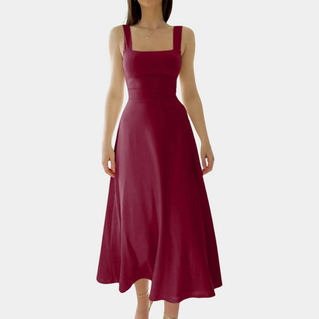 Cotton Blend Midi Dress  Square Neck Corset Design - Product detail 9