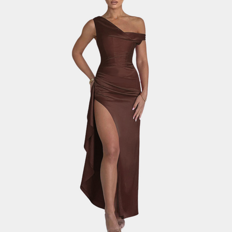 One Shoulder Evening Dress  Asymmetric High Slit Design - Product detail 9