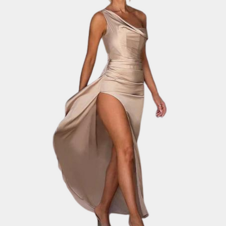 One Shoulder Evening Dress  Asymmetric High Slit Design - Product detail 10