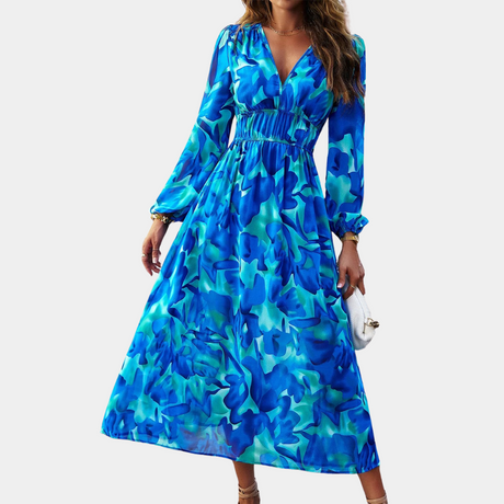 Floral Cotton Maxi Dress  Blooming Pink Purple Pattern - Product detail 6