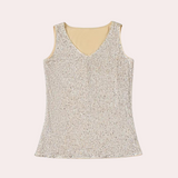 Sequin Party Top  V-Neck Sleeveless Shimmer Design - Detailed view