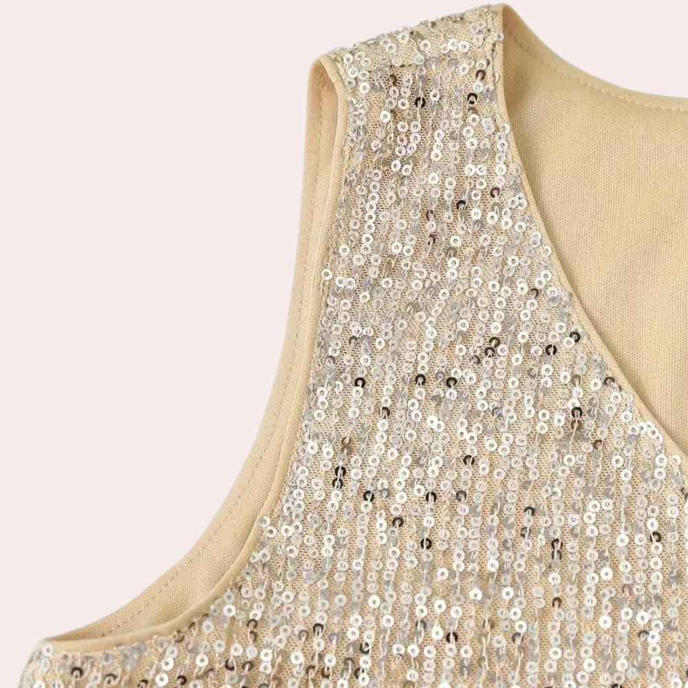 Sequin Party Top  V-Neck Sleeveless Shimmer Design - Product detail 4