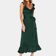 Elegant Summer Maxi Dress  Ruffle Trim Satin Design - Product detail 7