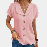 Classic Button-Down Blouse  Textured White Cotton Blend - Product detail 8