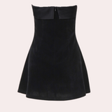 Strapless Velvet Mini Dress  Structured A-Line Design - Product detail 4