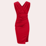 Elegant V-Neck Midi Dress  Side Slit Design - Product detail 4