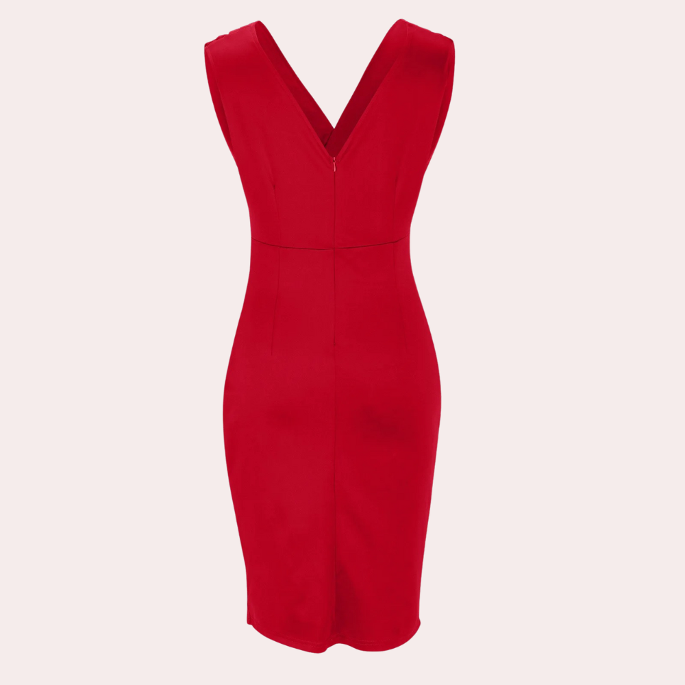 Elegant V-Neck Midi Dress  Side Slit Design - Product detail 5