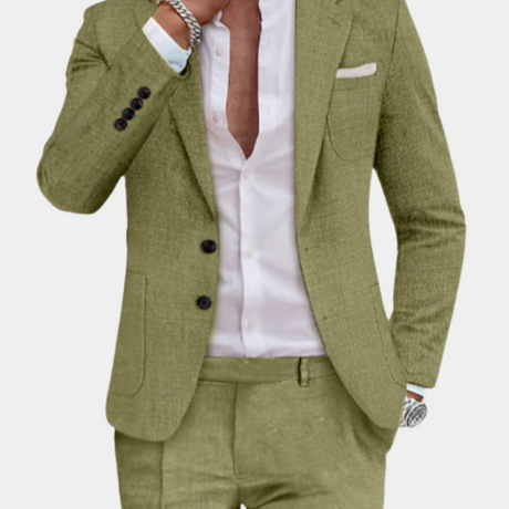 Premium Linen Summer Suit  Tailored Two-Button Blazer Set - Product detail 8