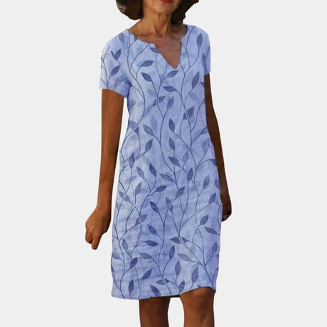 Botanical Print Summer Dress  V-Neck Leaf Pattern Design - Product detail 8