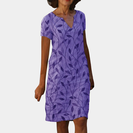 Botanical Print Summer Dress  V-Neck Leaf Pattern Design - Product detail 9