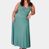 Elegant Maxi Dress  Draped Neckline Floor Length Design - Product example