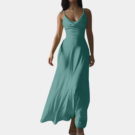 Elegant Maxi Dress  Draped Neckline Floor Length Design - Product detail 7