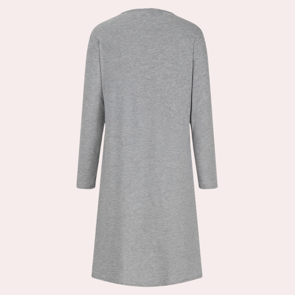 Casual Midi Dress  V-Neck Button Detail With Plaid Trim - Product detail 5
