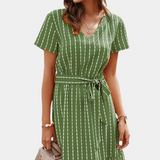 Striped Midi Dress  V-Neck Silk Summer Wrap Design - Product detail 8