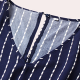 Striped Midi Dress  V-Neck Silk Summer Wrap Design - Detailed view