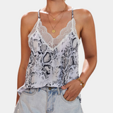 Leopard Print Cami Top  Lace Trim V-Neck Design - Product detail 5