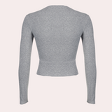 Cotton Long Sleeve Top  Lace Trim Square Neck Design - Product detail 4