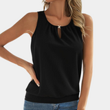Classic Sleeveless Blouse  Elegant Keyhole Neckline Design - Product detail 5