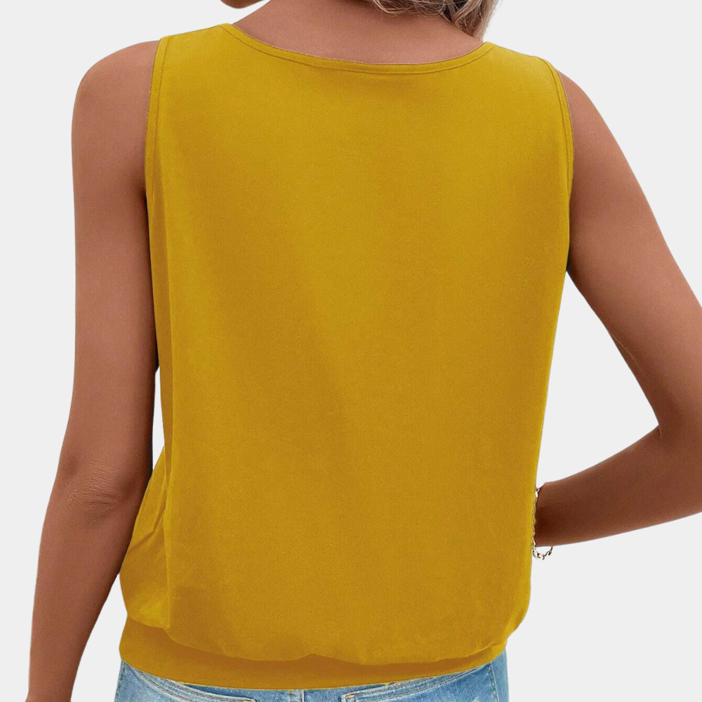Classic Sleeveless Blouse  Elegant Keyhole Neckline Design - Product detail 4