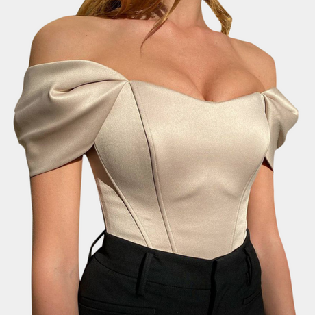 Elegant Off-Shoulder Top  Structured Satin Cotton Blend - Product detail 7