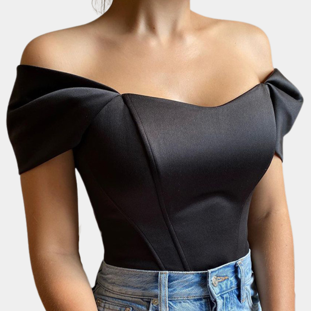 Elegant Off-Shoulder Top  Structured Satin Cotton Blend - Product detail 8