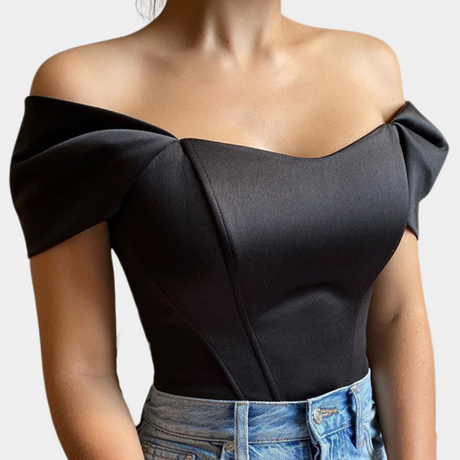 Elegant Off-Shoulder Top  Structured Satin Cotton Blend - Product detail 9