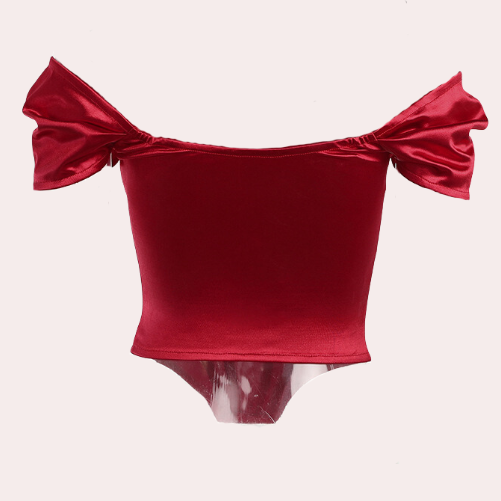 Elegant Off-Shoulder Top  Structured Satin Cotton Blend - Product detail 6