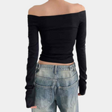 Classic Off-Shoulder Top  Slim Fit Long Sleeve Design - Product example
