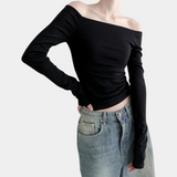 Classic Off-Shoulder Top  Slim Fit Long Sleeve Design - Product detail 4