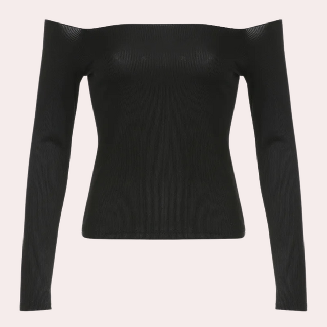 Classic Off-Shoulder Top  Slim Fit Long Sleeve Design - Product showcase