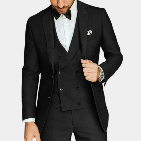 Premium Mens Suit Set  Classic Three-Piece Black Design - Product detail 6